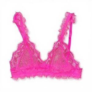 Love Stories XS-XXS Hot Pink Sheer Polka Dot Lace Bralette Feminine Lingerie